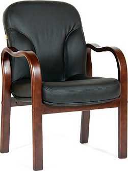 Конференц-кресло СН-658 черная кожа/темный орех 
