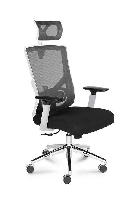 Кресло для персонала Гарда L-035-0-10-206   серая сетка, белый пластик, серая сидушка 