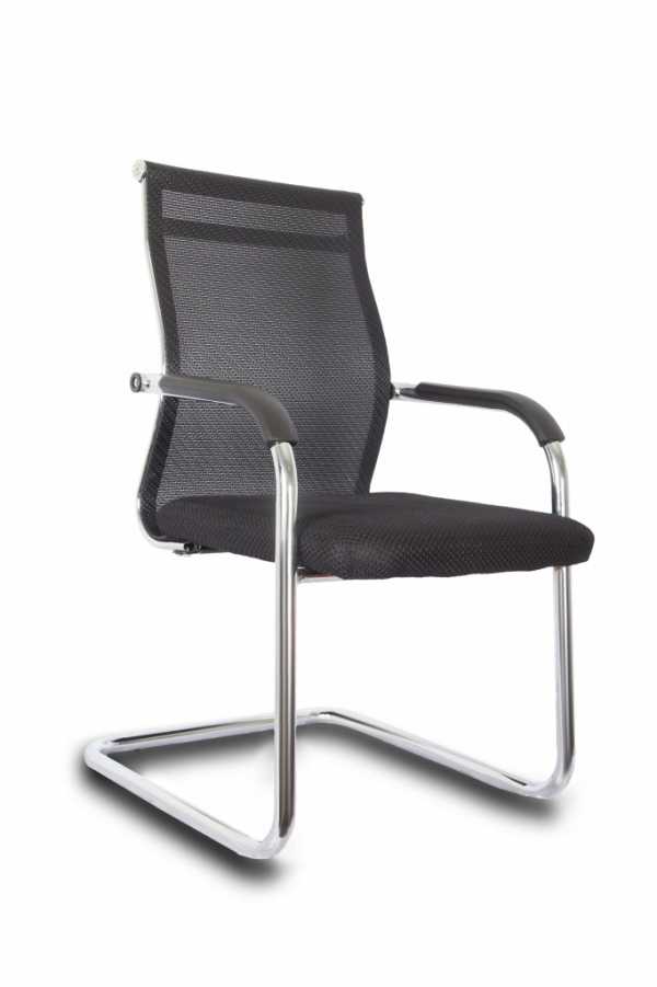 Кресло для посетителей College CLG-421 MXH-A Black, хром, сетка ПВХ/ткань, цвет черный 
