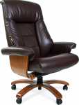 Кресло руководителя  CHAIRMAN 400  нат.кожа коричневая / светлый орех  (до 250 кг) 