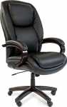 Кресло руководителя  CHAIRMAN 408  натуральная черная кожа +PU / дерево 